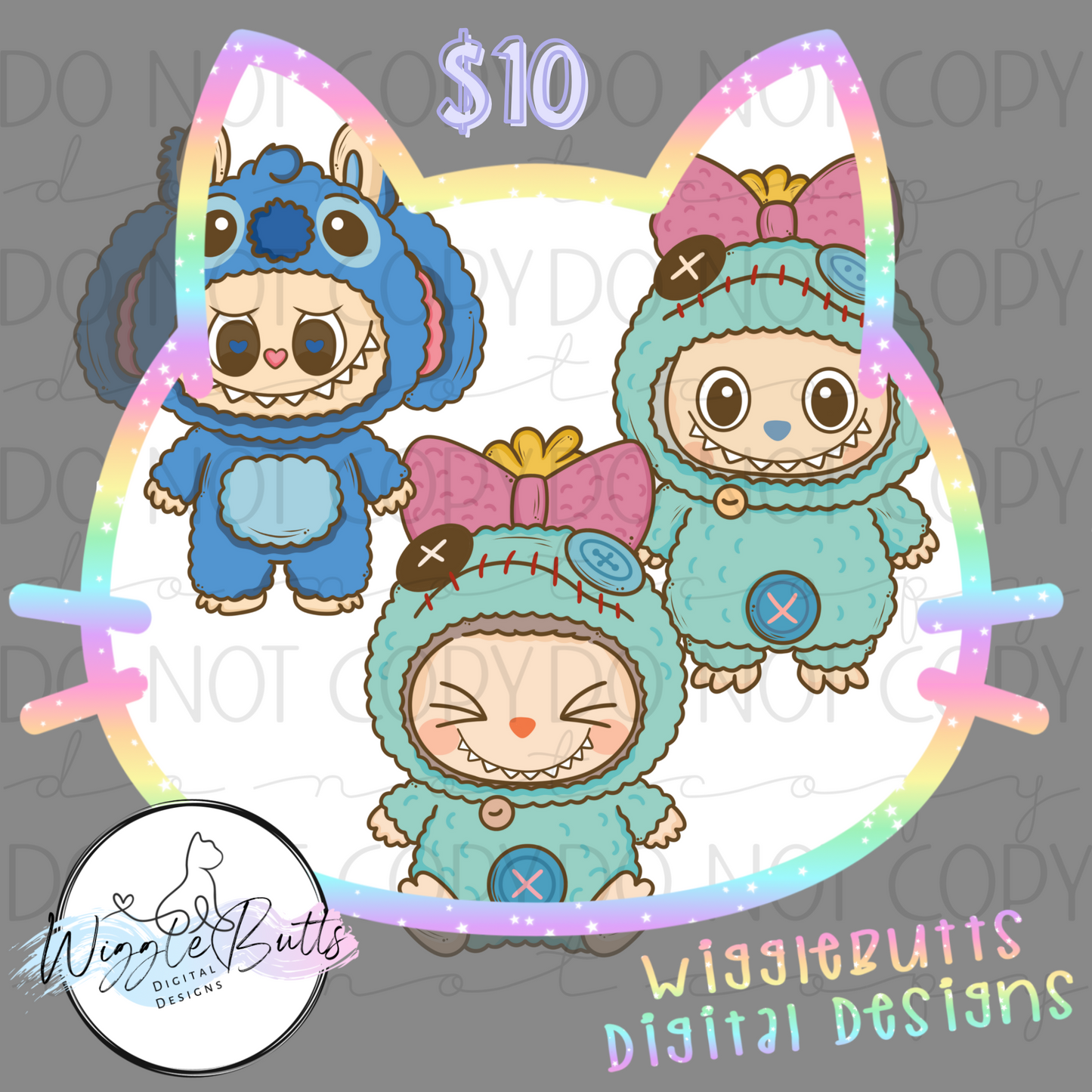 Little Monsters Blue Alien Monster ClipArt Bundle