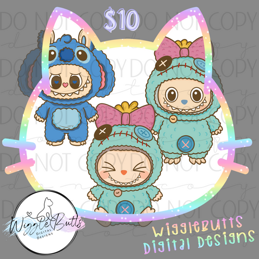 Little Monsters Blue Alien Monster ClipArt Bundle