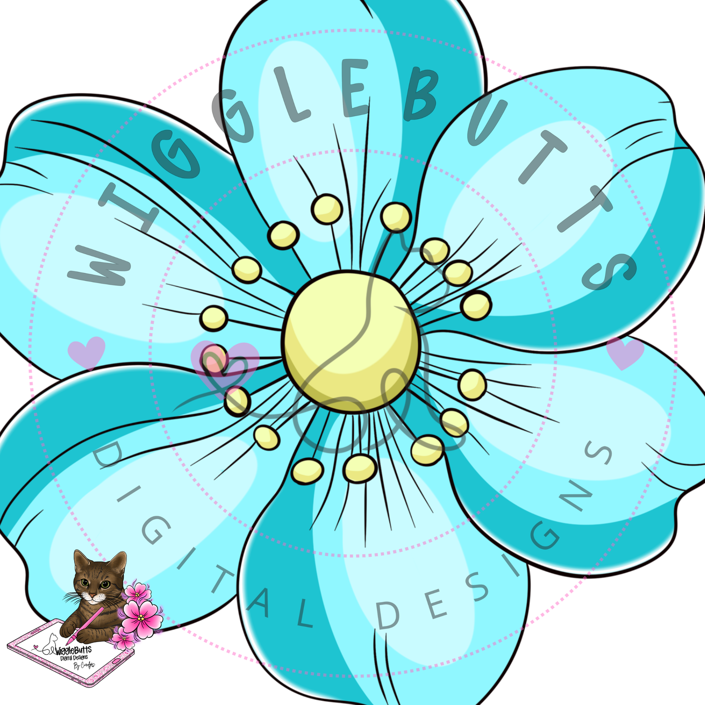 Teal Flower ClipArt Piece