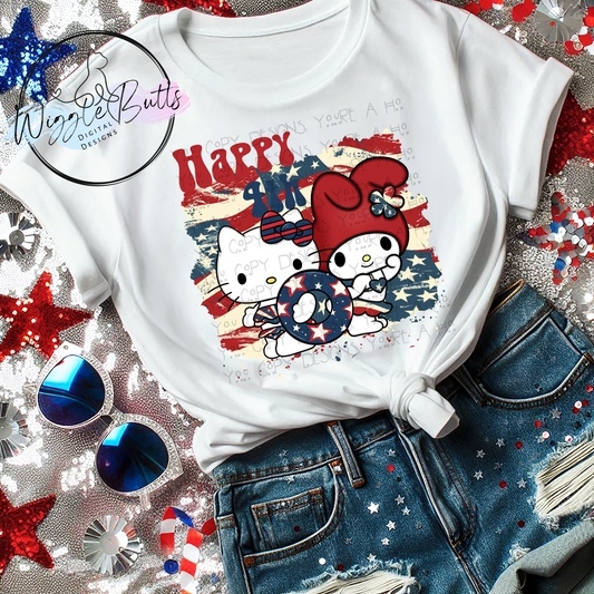 Kitty and Friends 4th of July PNG Design