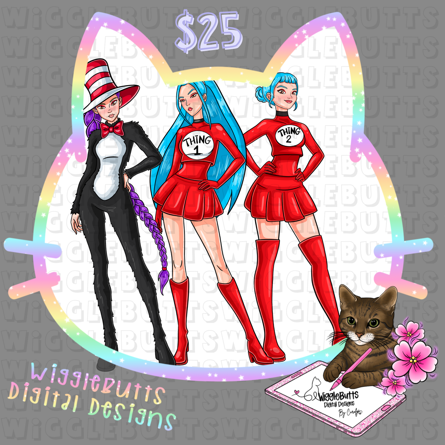 Anime Hunter Girls Book Reading 3 Piece Semi Exclusive ClipArt Bundle