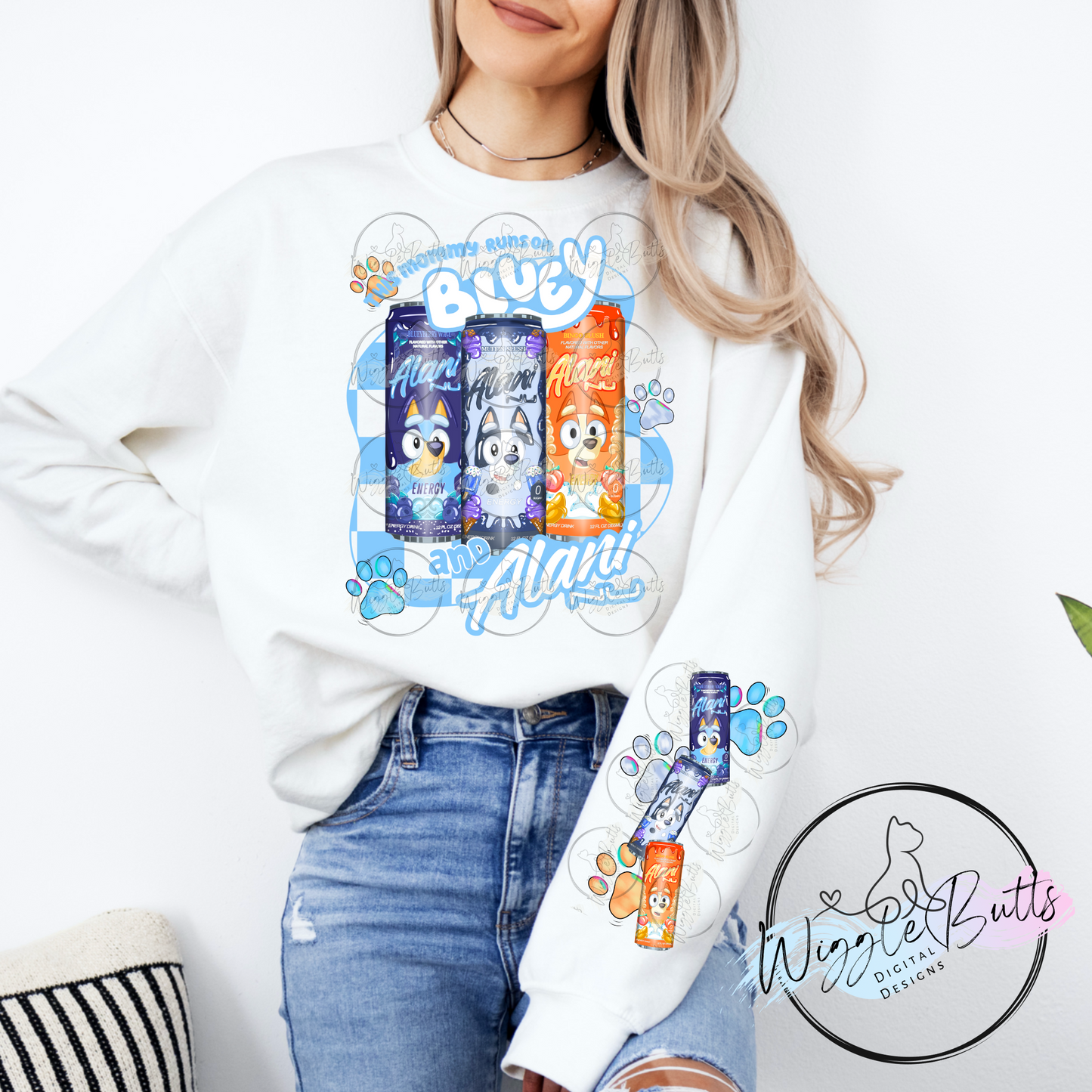 This Mommy runs on Blue Dog Energy Drink PNG Design and Matching PNG Sleeve Design