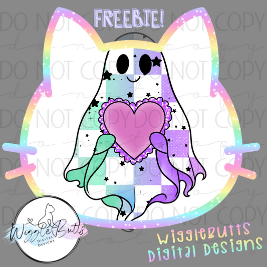 Checkered Grunge Ghost Halloween ClipArt Piece