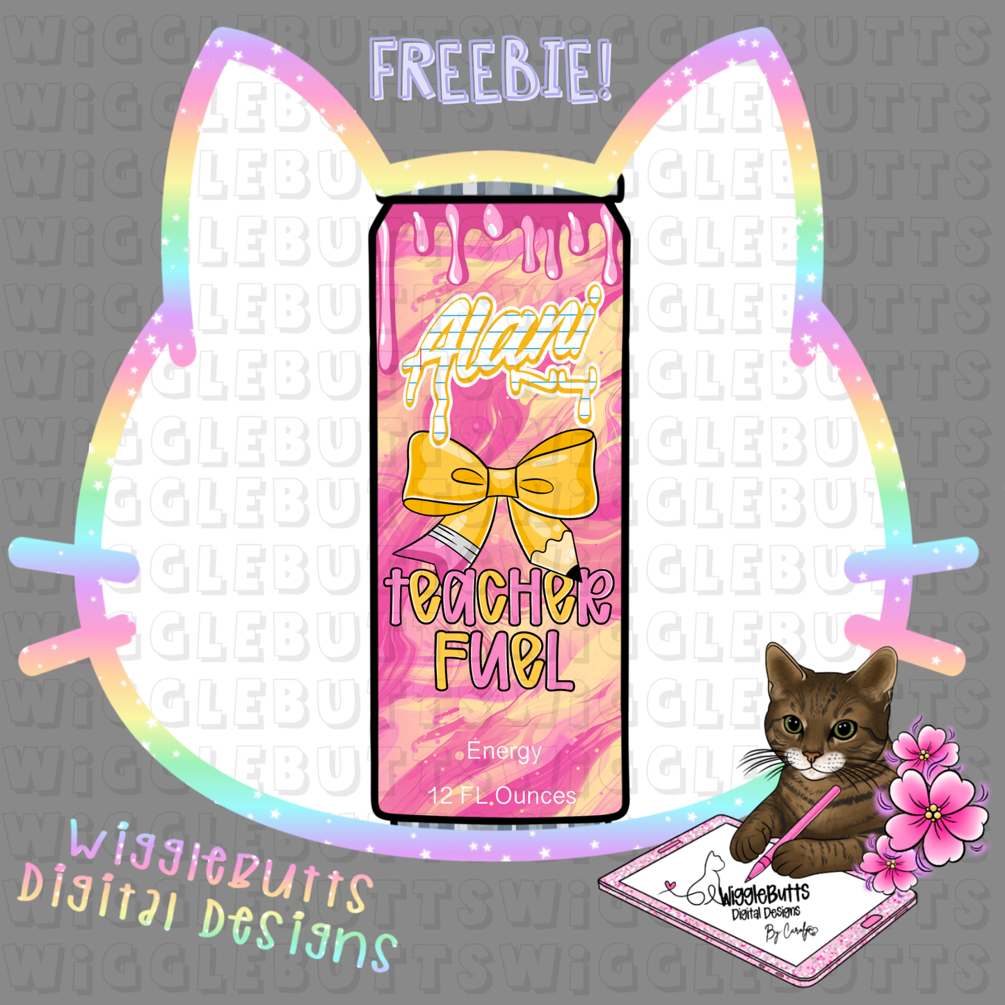 Teacher Fuel Energy Drink Can ClipArt Piece