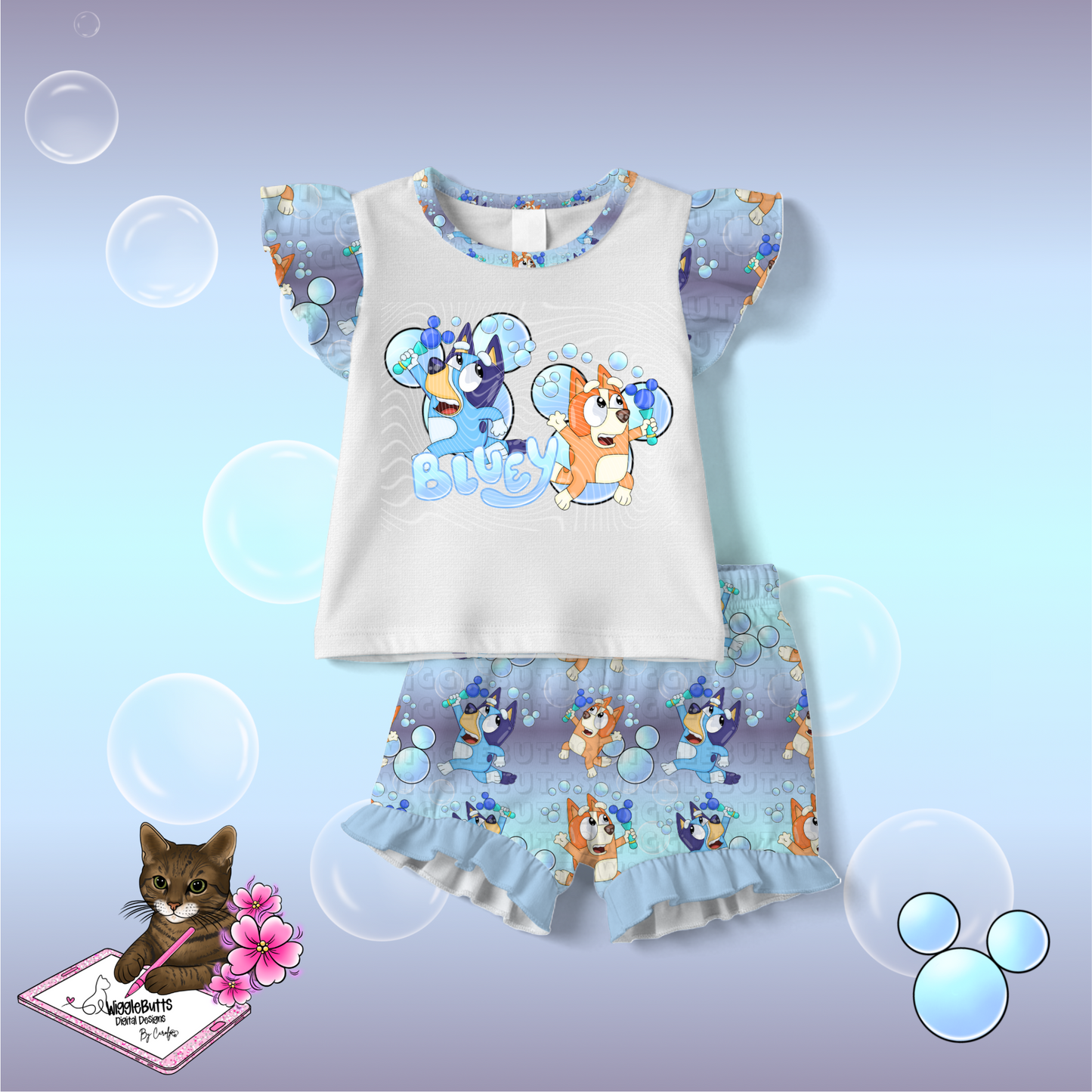 Blue Dog Puppies Bubbles Seamless File PNG Design