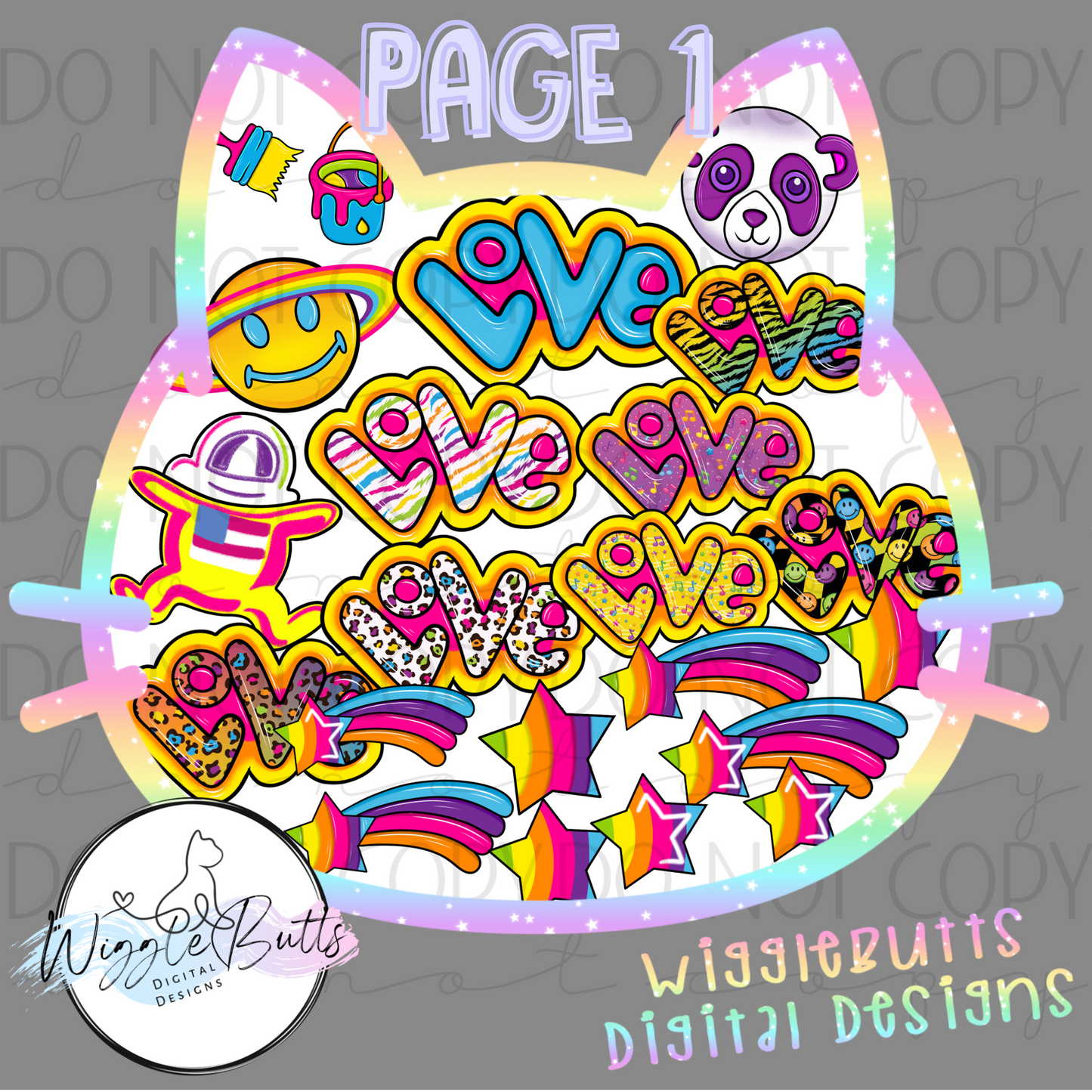 90s Rainbow Style Elements ClipArt Bundle