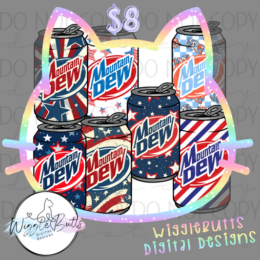 Boujee 4th of July Soda Cans ClipArt Bundle