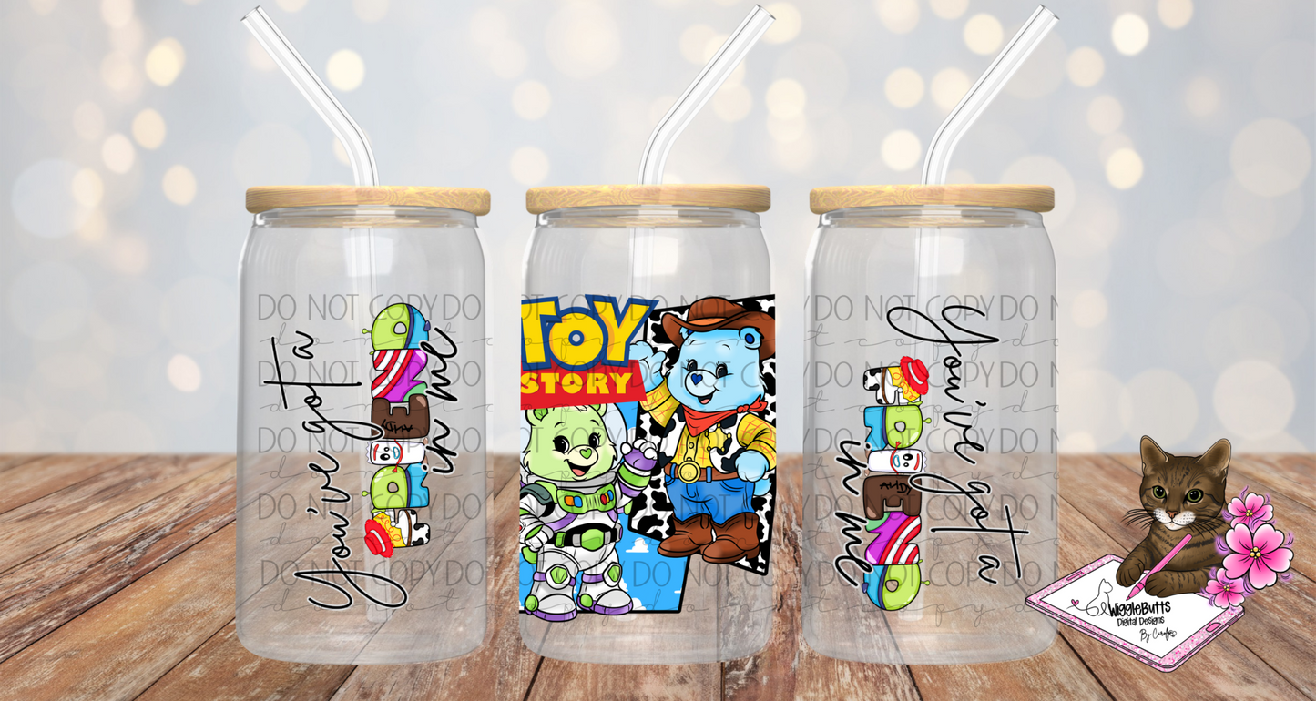 Toys Number 5 Cowboy Retro Bears 16oz Cup/Jar Wrap PNG Design