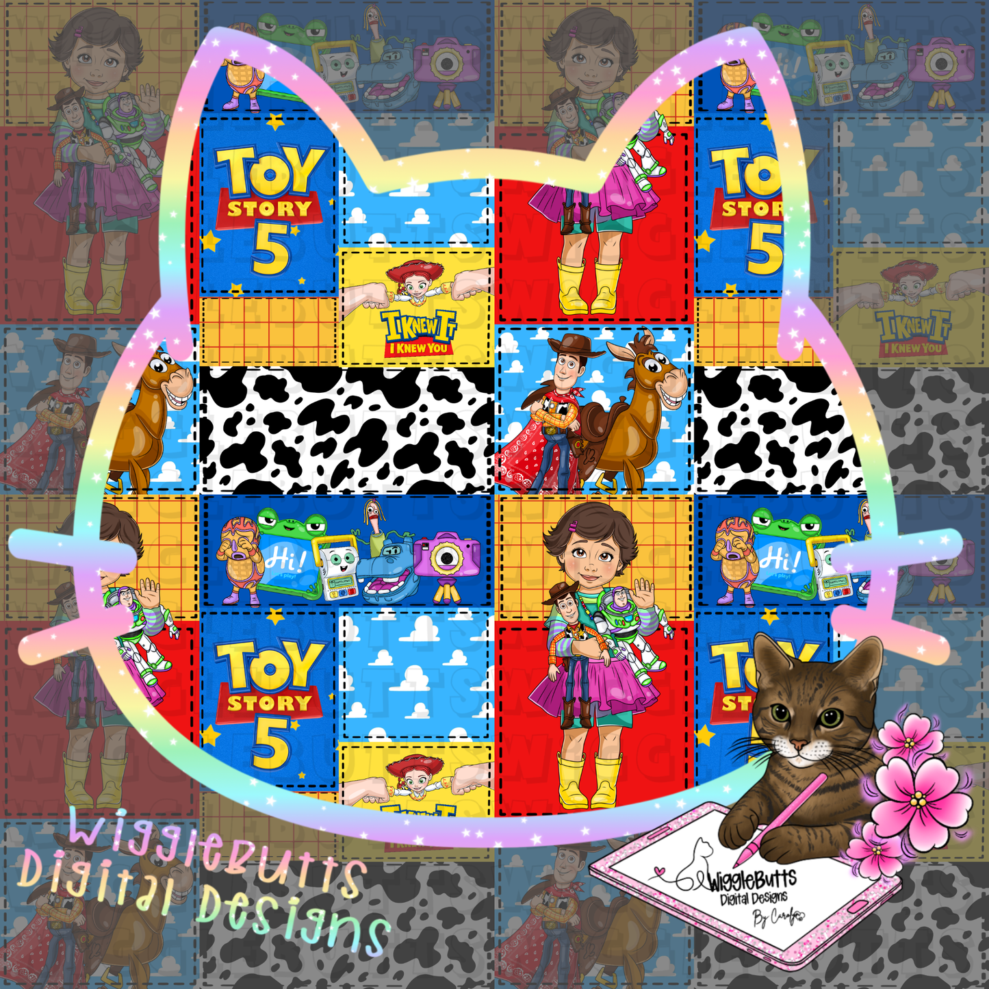 Toys Number 5 Patchwork Seamless File PNG