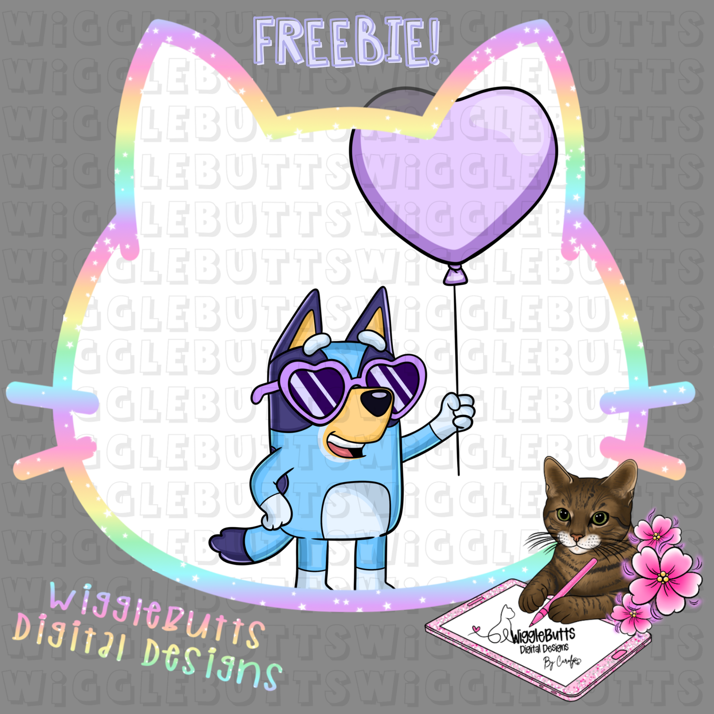 Blue Dog Puppies Valentine's Day Heart Balloon ClipArt Piece