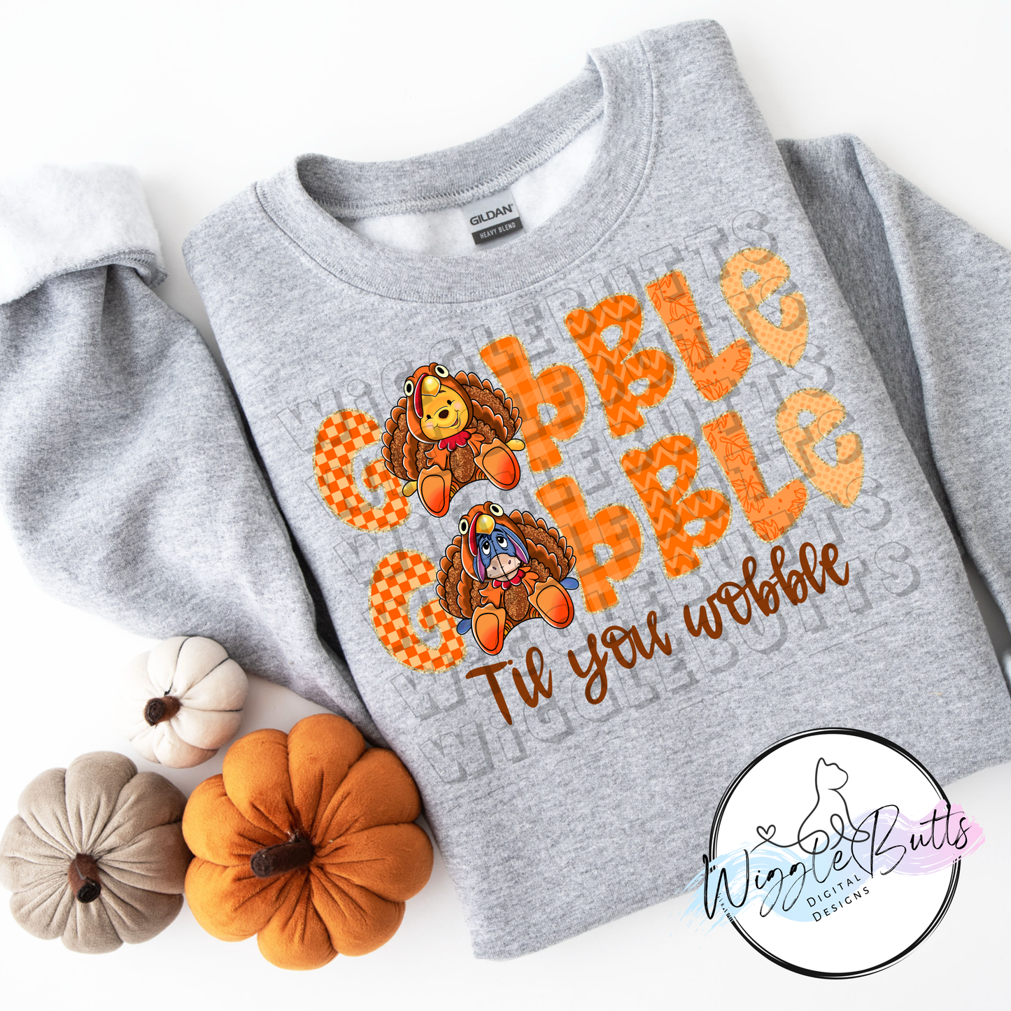 Honey Bear and Donkey Gobble Gobble Thanksgiving Turkeys PNG Design