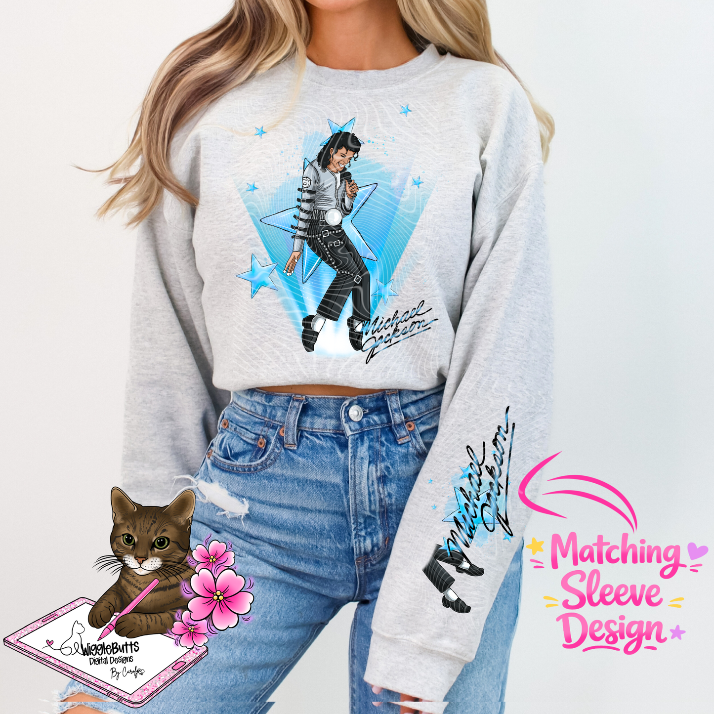Pop Star Blue PNG Design and Matching PNG Sleeve Design