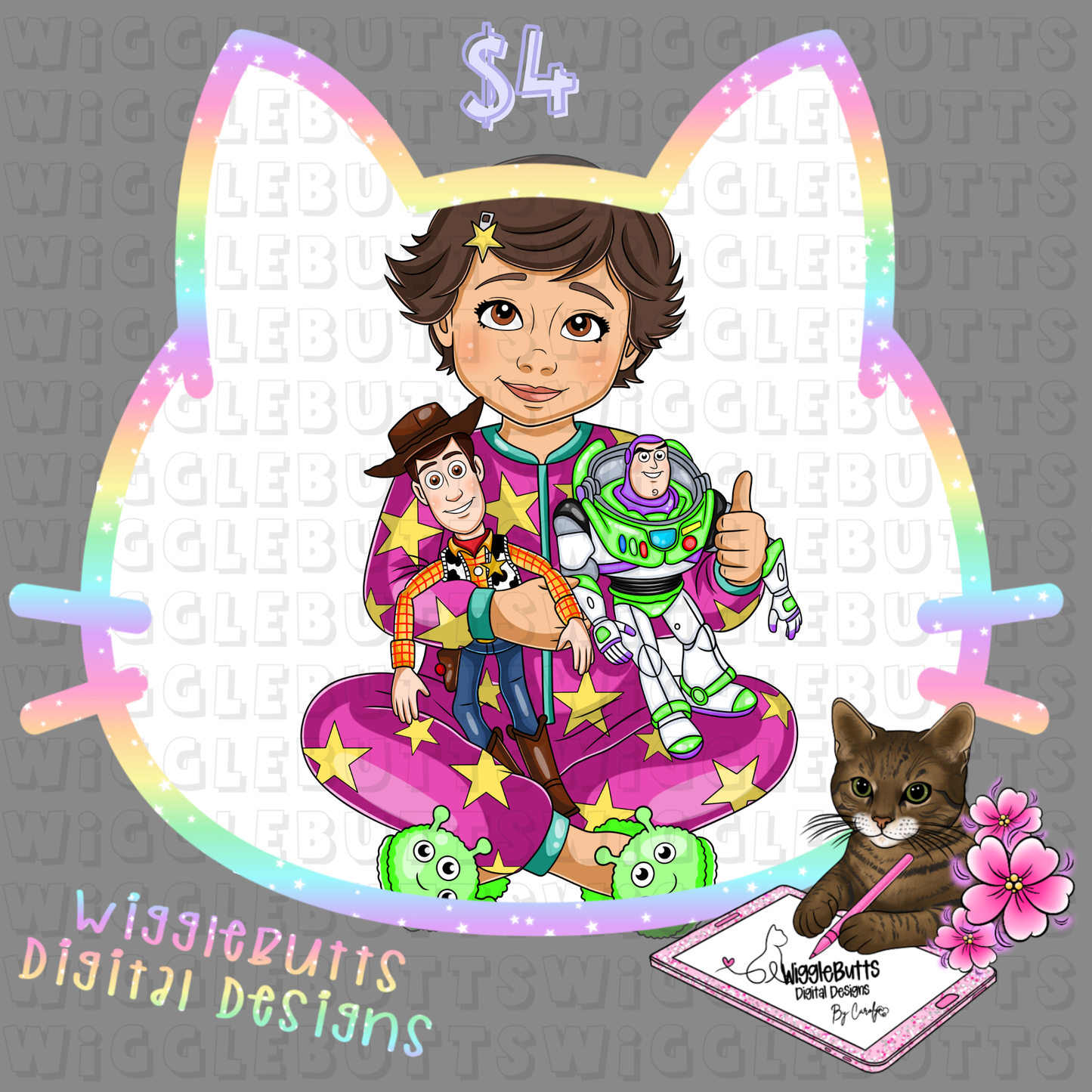 Toys Number 5 Pajama Girl ClipArt Piece
