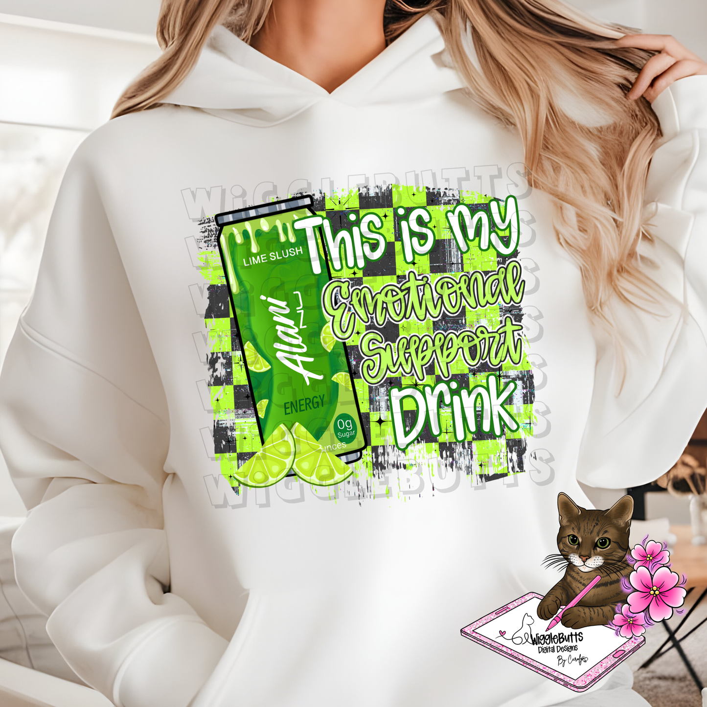 Energy Drink Lime Emotional Support Drink PNG Design