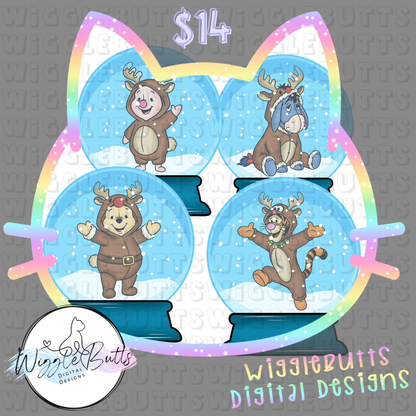 Honey Bear and Friends Christmas Reindeer Snow Globes ClipArt Bundle