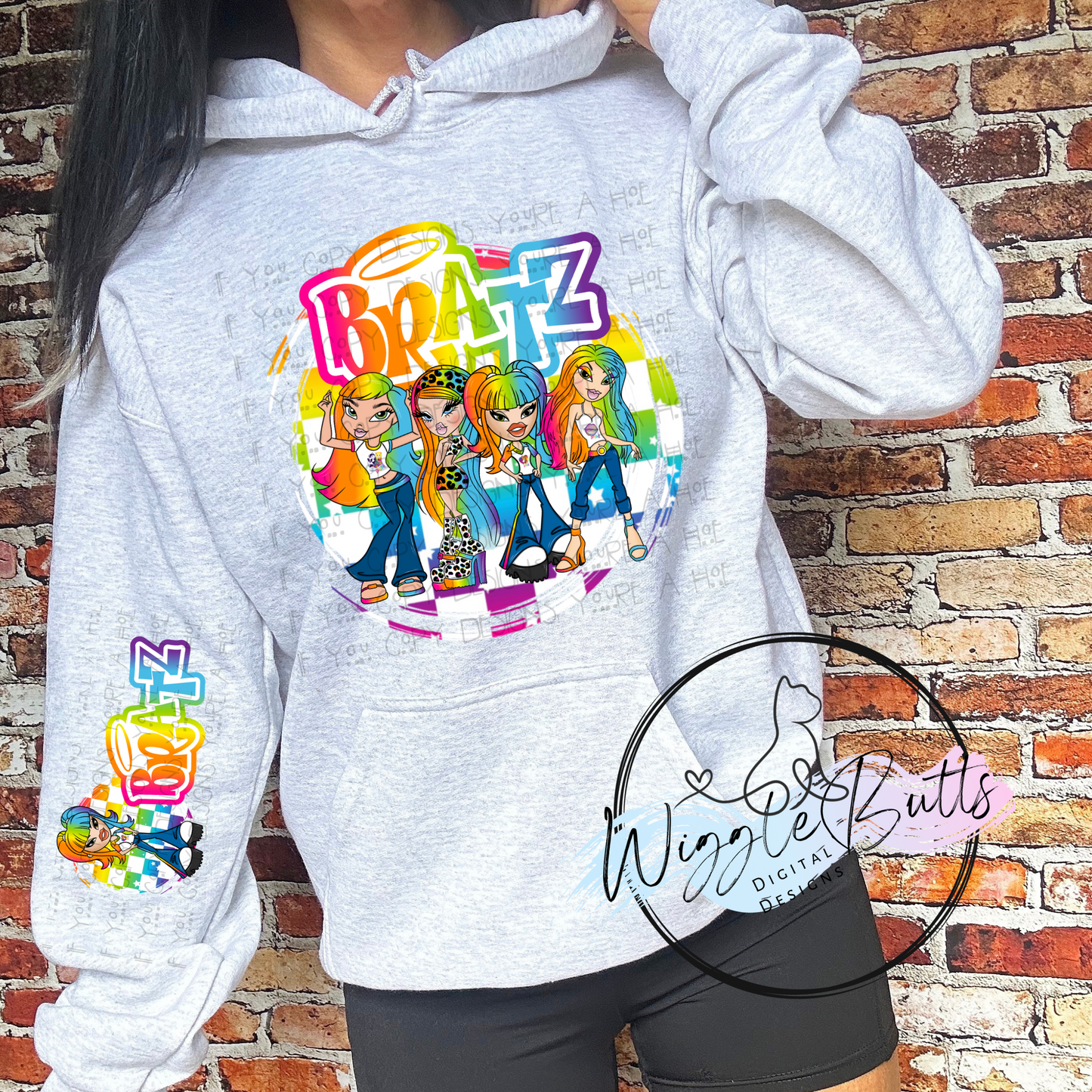 Bratty Girls 90s Rainbow Style PNG and Matching Sleeve Design