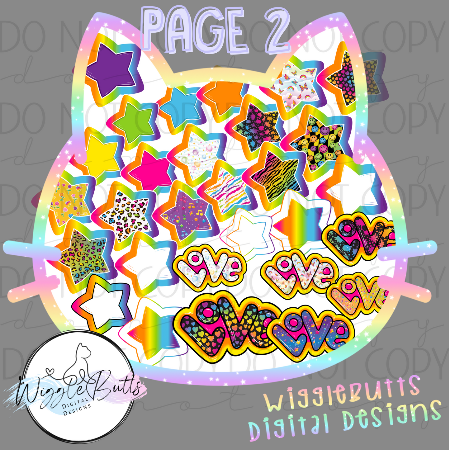 90s Rainbow Style Elements ClipArt Bundle