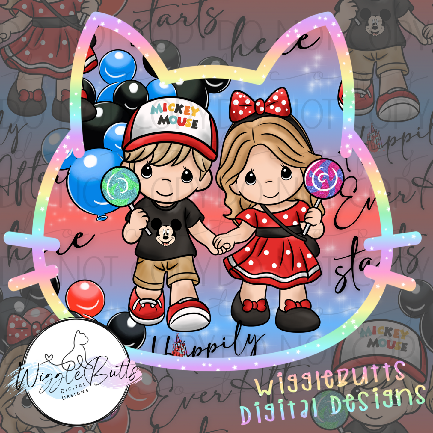 Precious Children Mouse and Friends Red and Blue Sparkle Seamless File