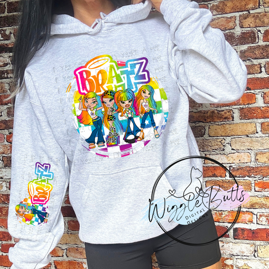 Bratty Girls 90s Rainbow Style PNG and Matching Sleeve Design
