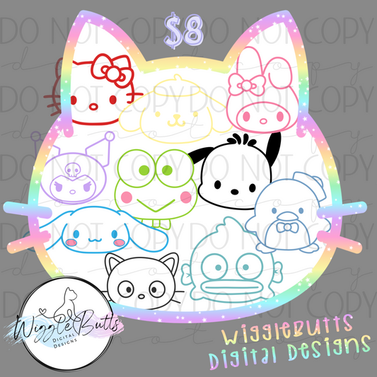 Kitty and Friends Character Faces White ClipArt Bundle