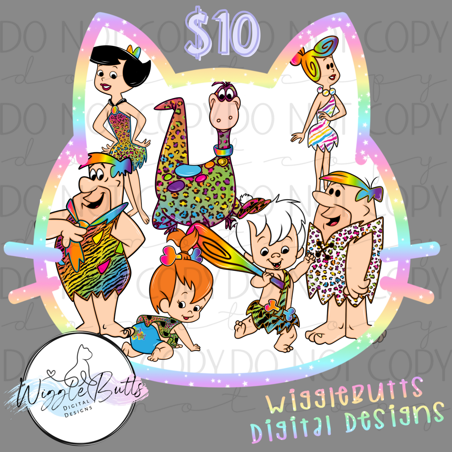 Bedrock Gang 90s Rainbow Style ClipArt Bundle