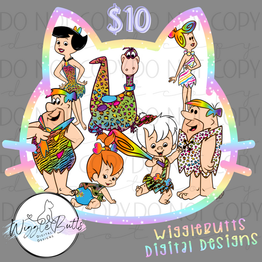 Bedrock Gang 90s Rainbow Style ClipArt Bundle