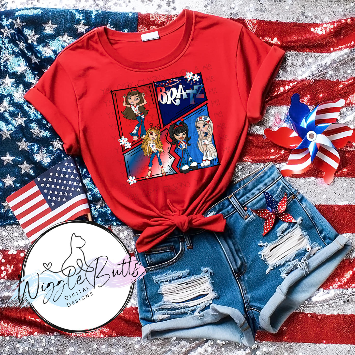 Bratty Girls 4th of July Collage PNG Design