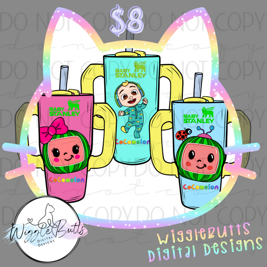 Colorful Melon Kids Boujee Cups ClipArt Bundle