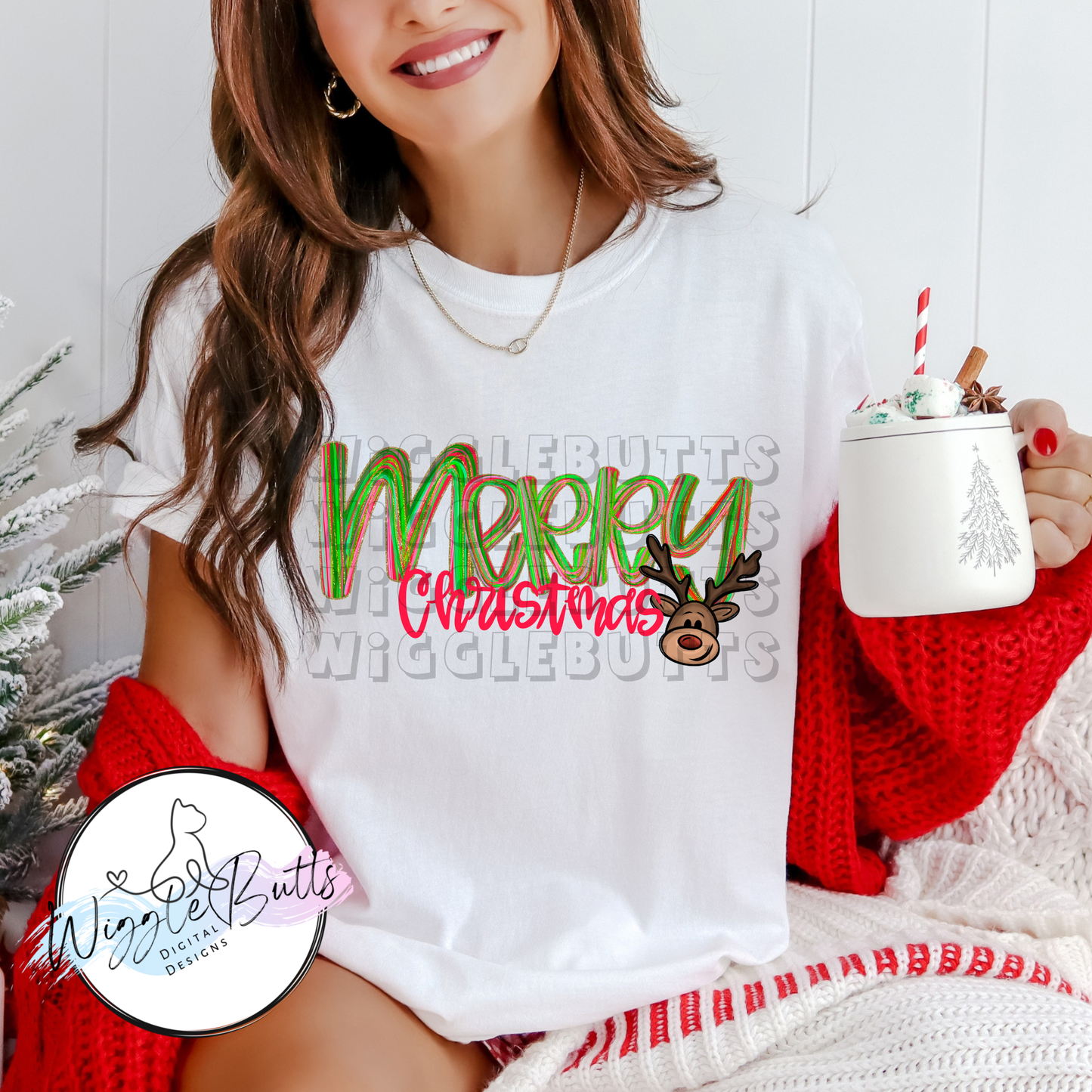 Merry Christmas Reindeer PNG Design