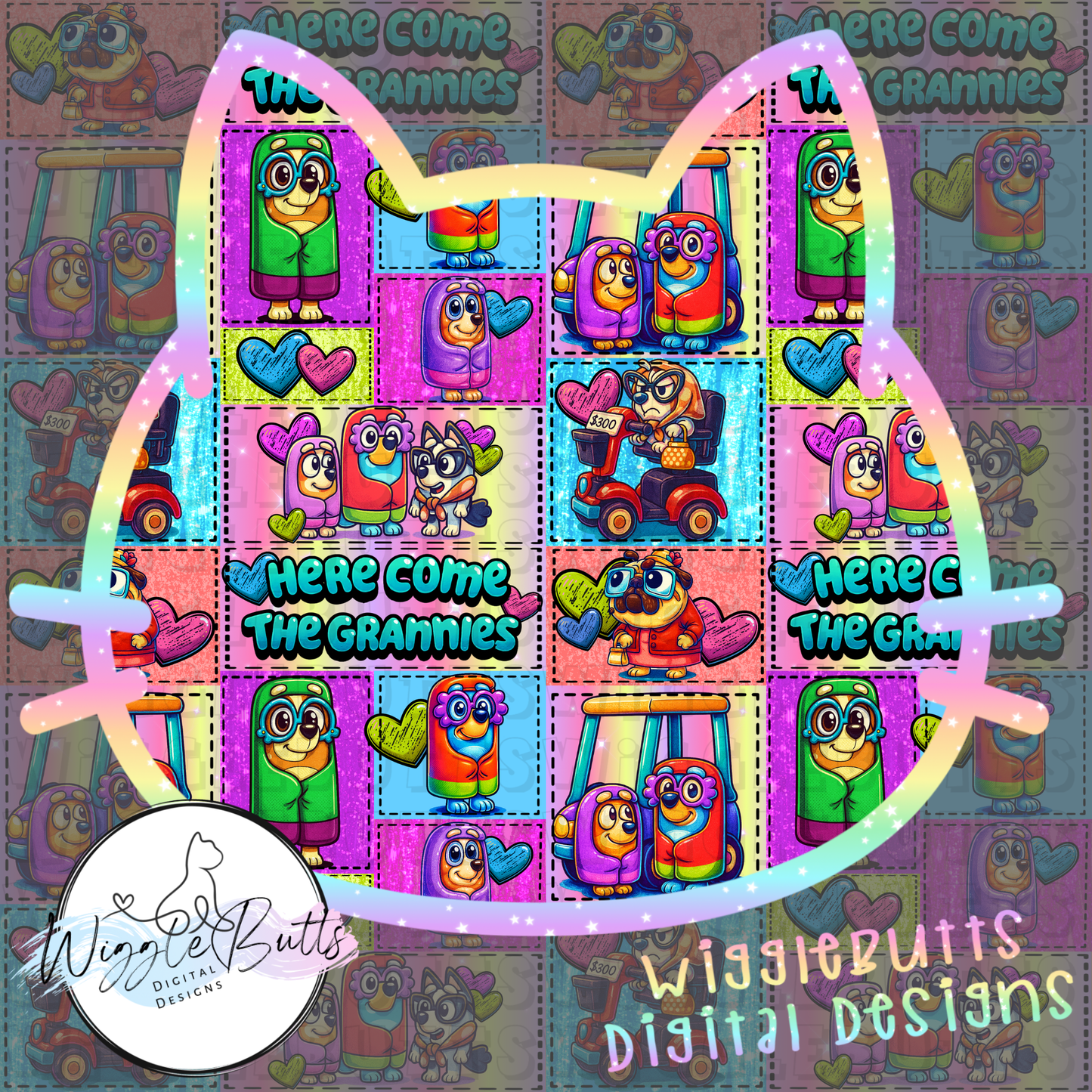 Blue Dog grannies Patchwork Seamless File