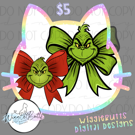 Green Guy Christmas Bows ClipArt Bundle