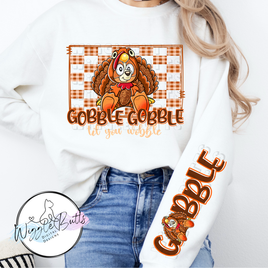 Blue Dog Puppies Orange Thanksgiving Turkey PNG Design and Matching PNG Sleeve Design