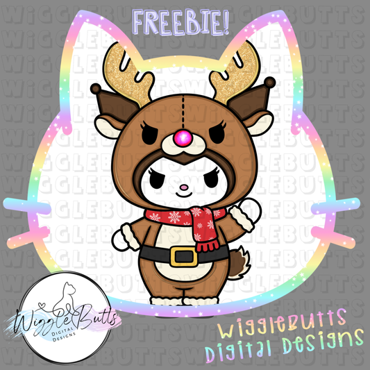 Kitty and Friends Christmas Reindeer ClipArt Piece