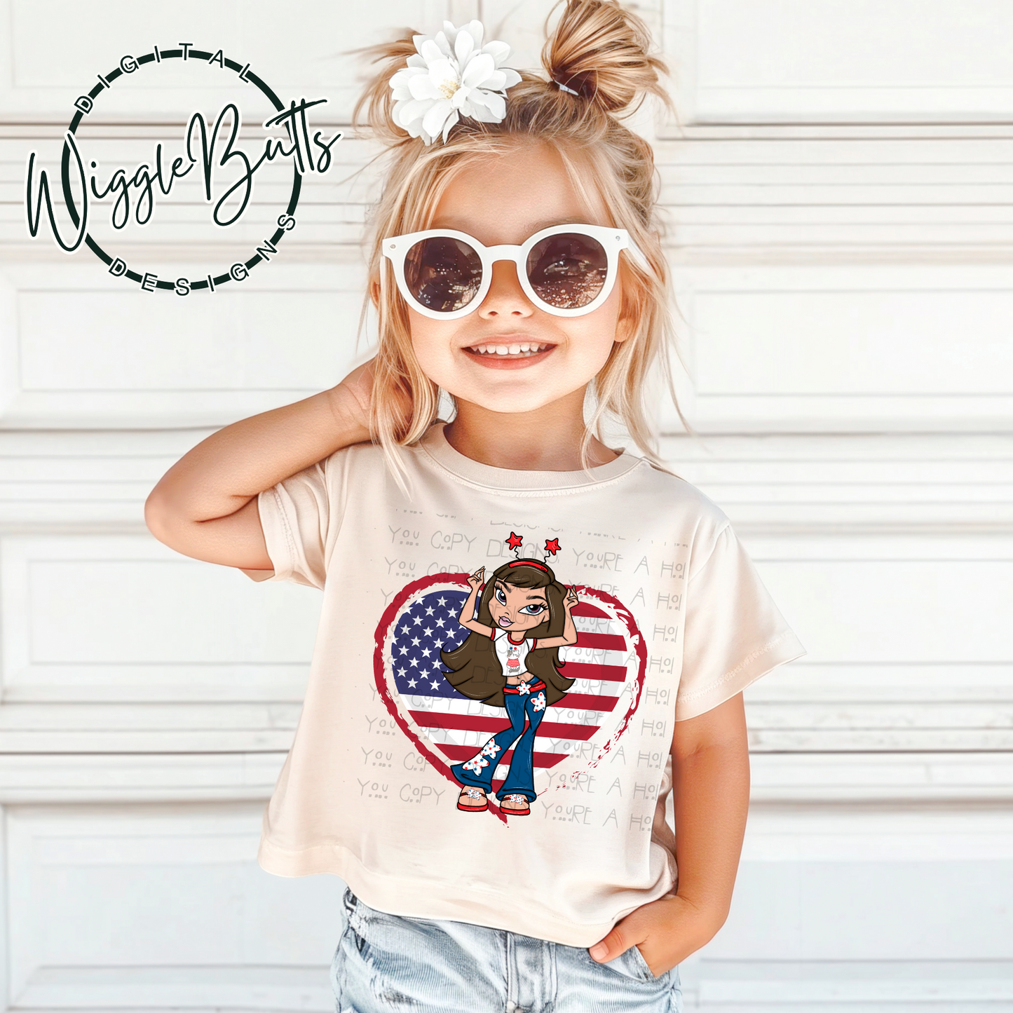 Bratty Girl American Flag Heart