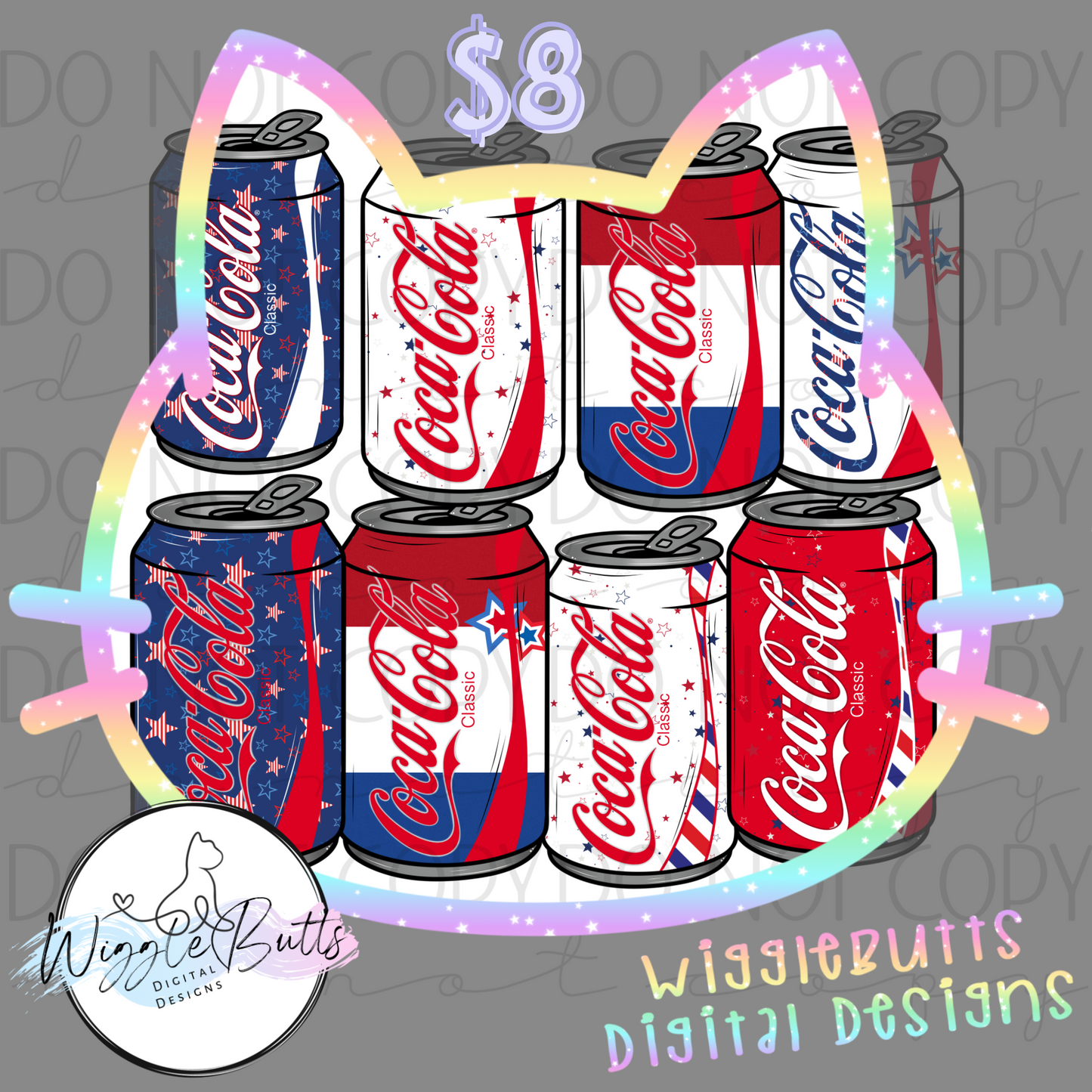 Boujee 4th of July Soda Cans ClipArt Bundle