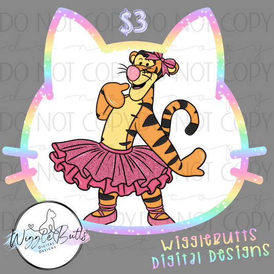 Honey Bear Tiger Ballerina ClipArt Piece