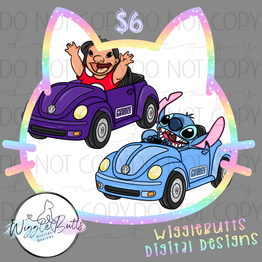 Blue Alien Hawaiian Creature Car ClipArt Bundle