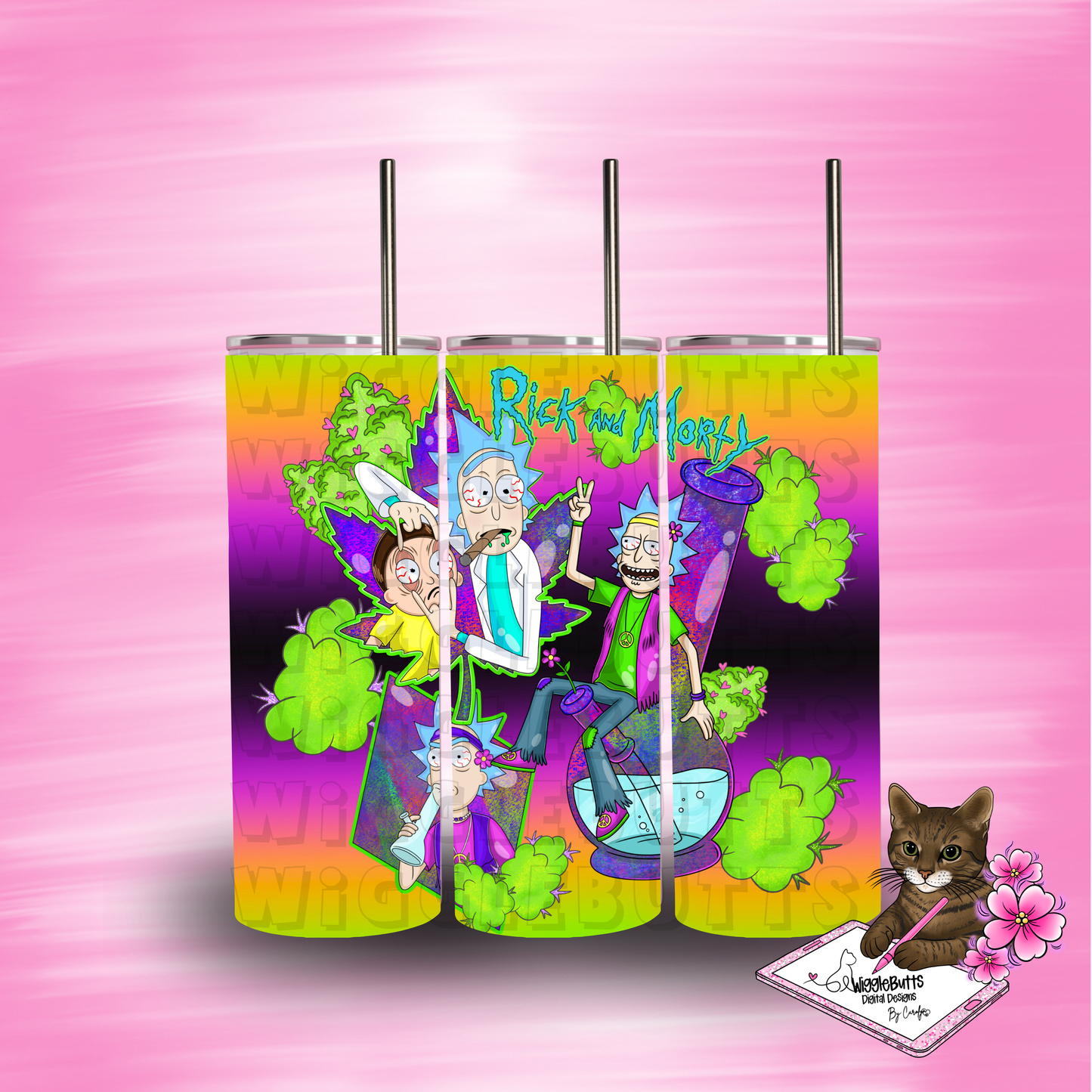 R&M 420 Weed Smoker 20oz Tumbler Wrap PNG Design