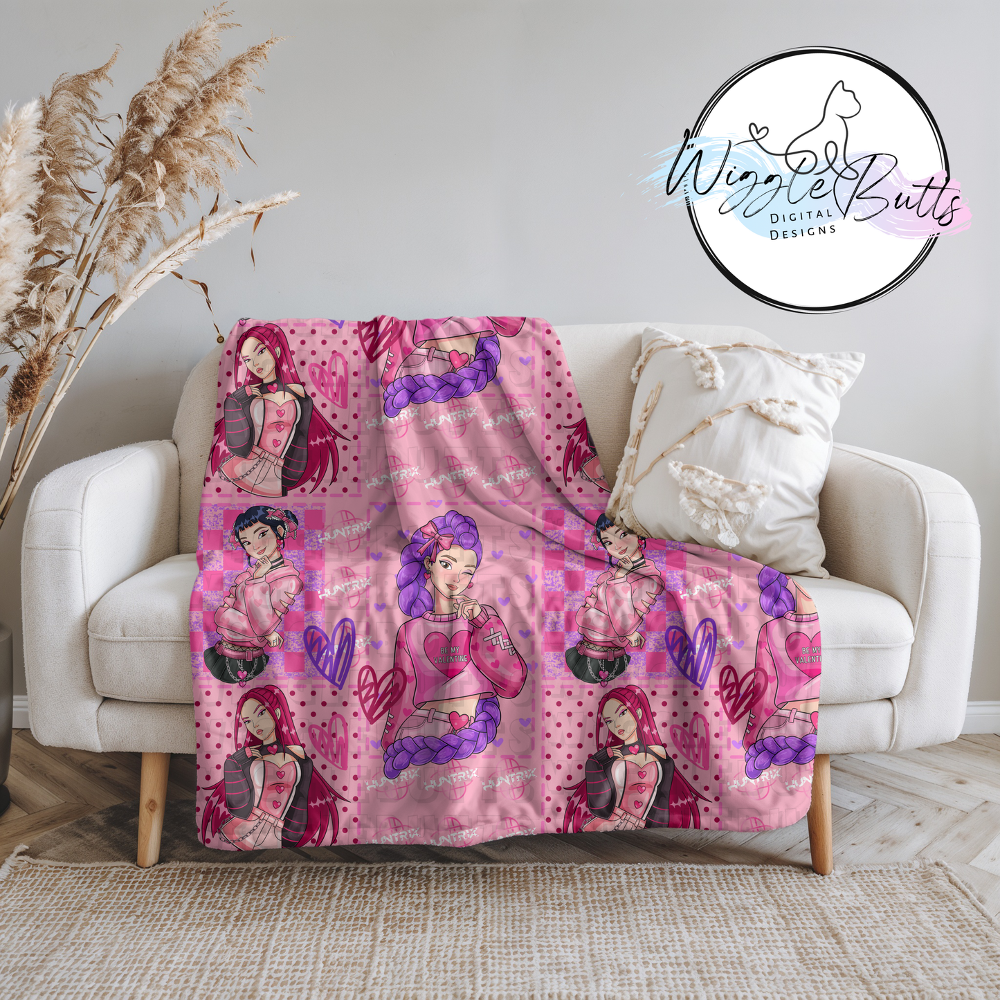 Anime Hunter Girls Valentine's Day Hearts Seamless File