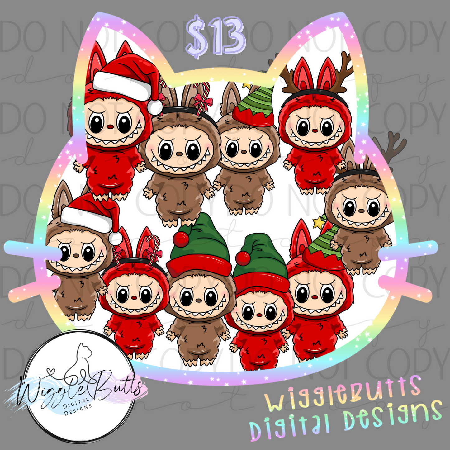 Little Monsters Christmas Santa Elf ClipArt Bundle