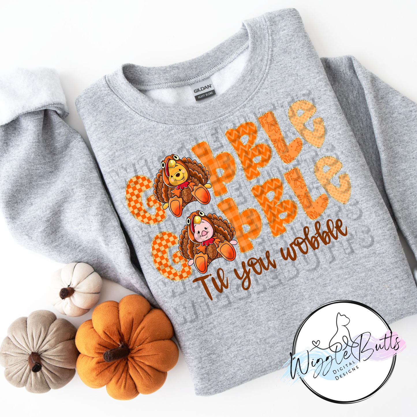 Honey Bear and Pig Gobble Gobble Thanksgiving Turkeys PNG Design