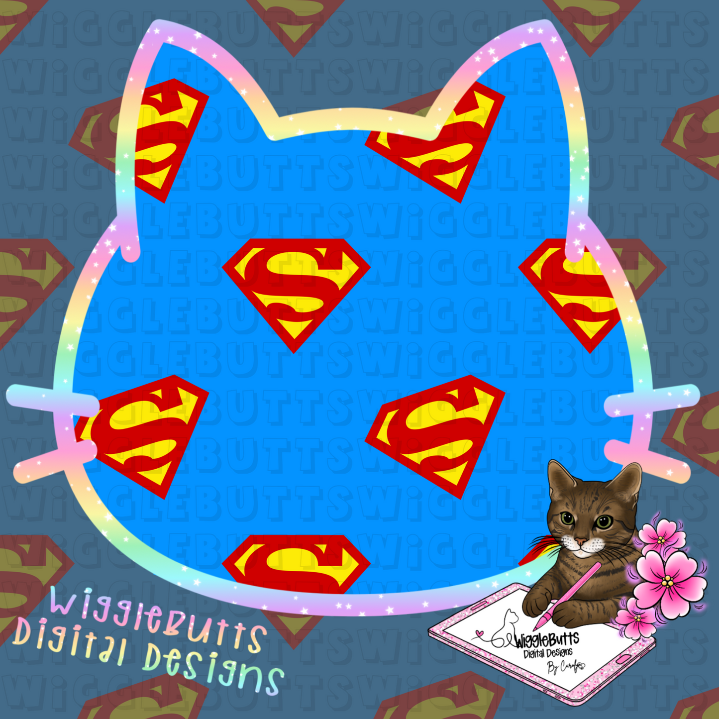 Super Hero Blue Yellow Red Seamless File PNG