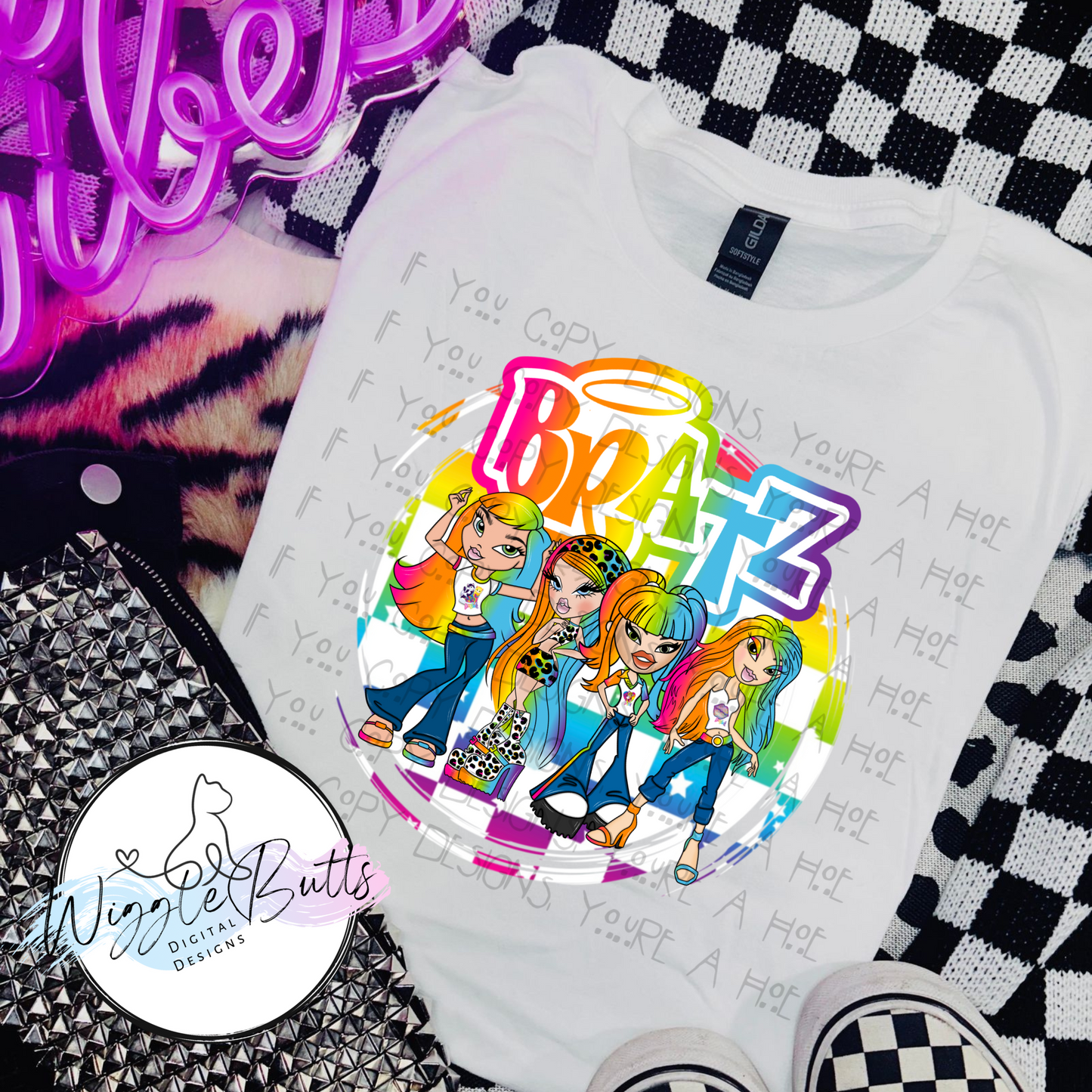 Bratty Girls 90s Rainbow Style PNG Design