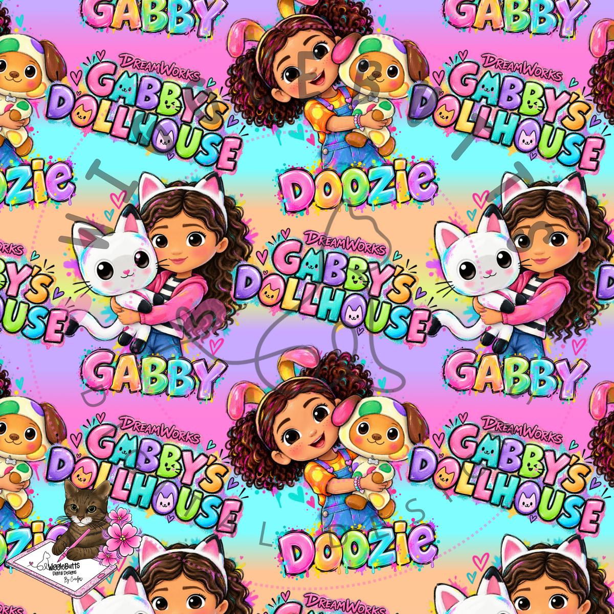 Kitty Cat Dollhouse Sisters Rainbow Seamless File