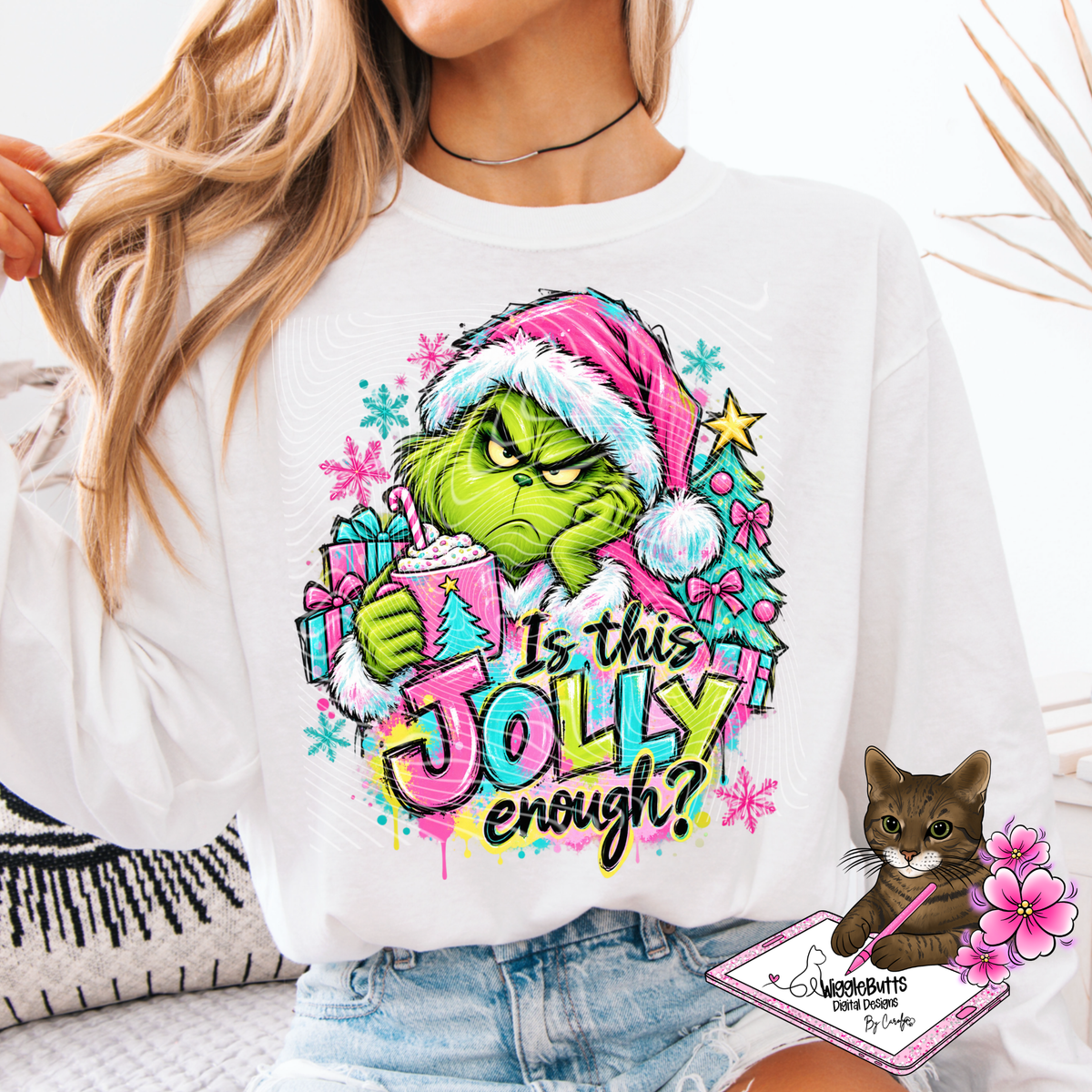 Green Guy Christmas Is this Jolly Enough PNG Design