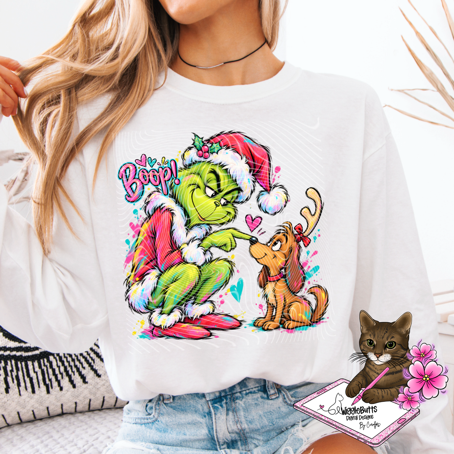 Green Guy and Dog Boop Christmas PNG Design