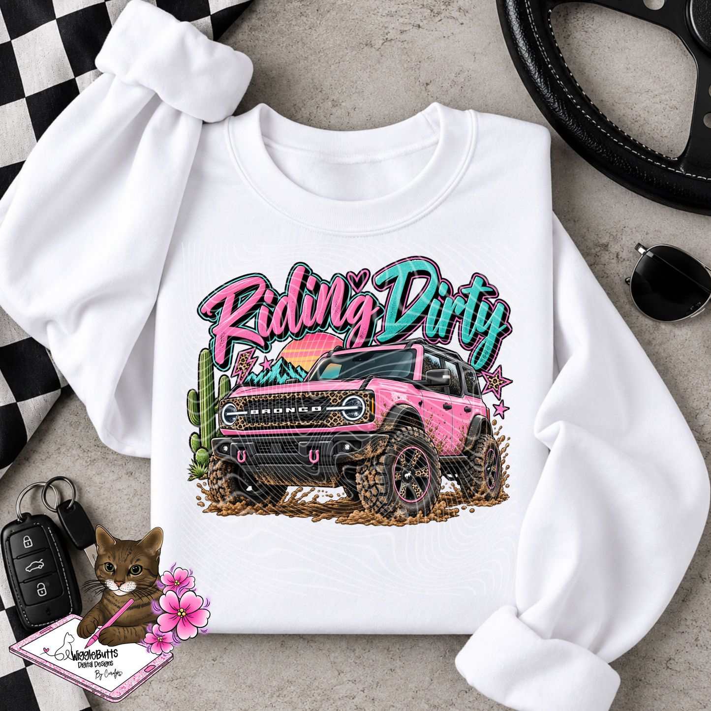 Pink Truck Riding Dirty PNG Design