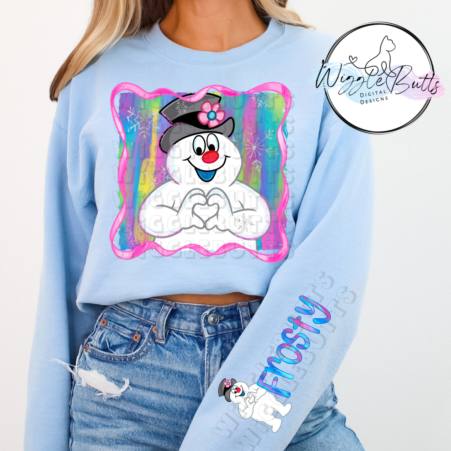 Christmas Snowman Colorful Painted PNG Design and Matching PNG Sleeve Design