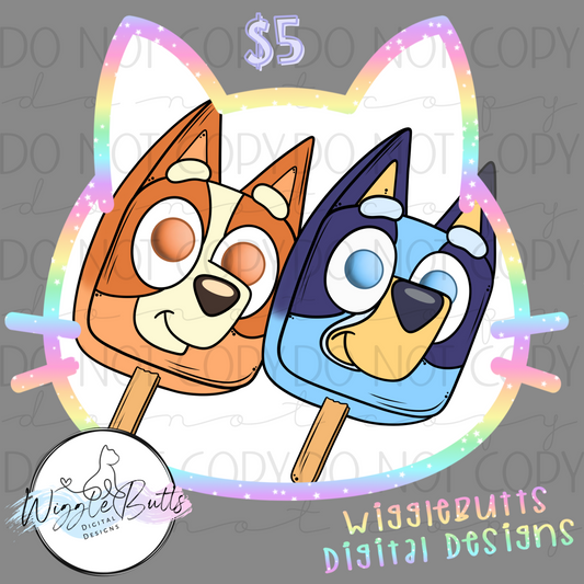 Blue Dog Puppies Popsicles ClipArt Bundle