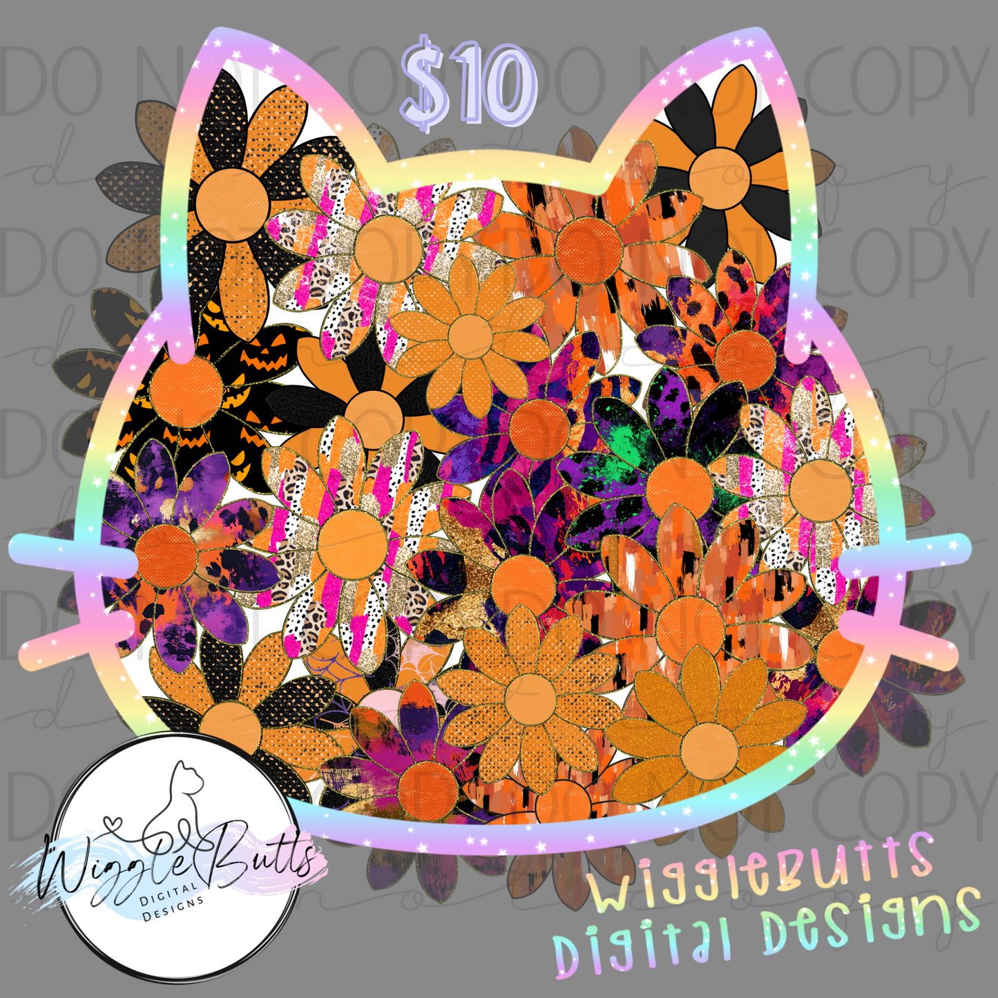 Halloween Style Flowers ClipArt Bundle